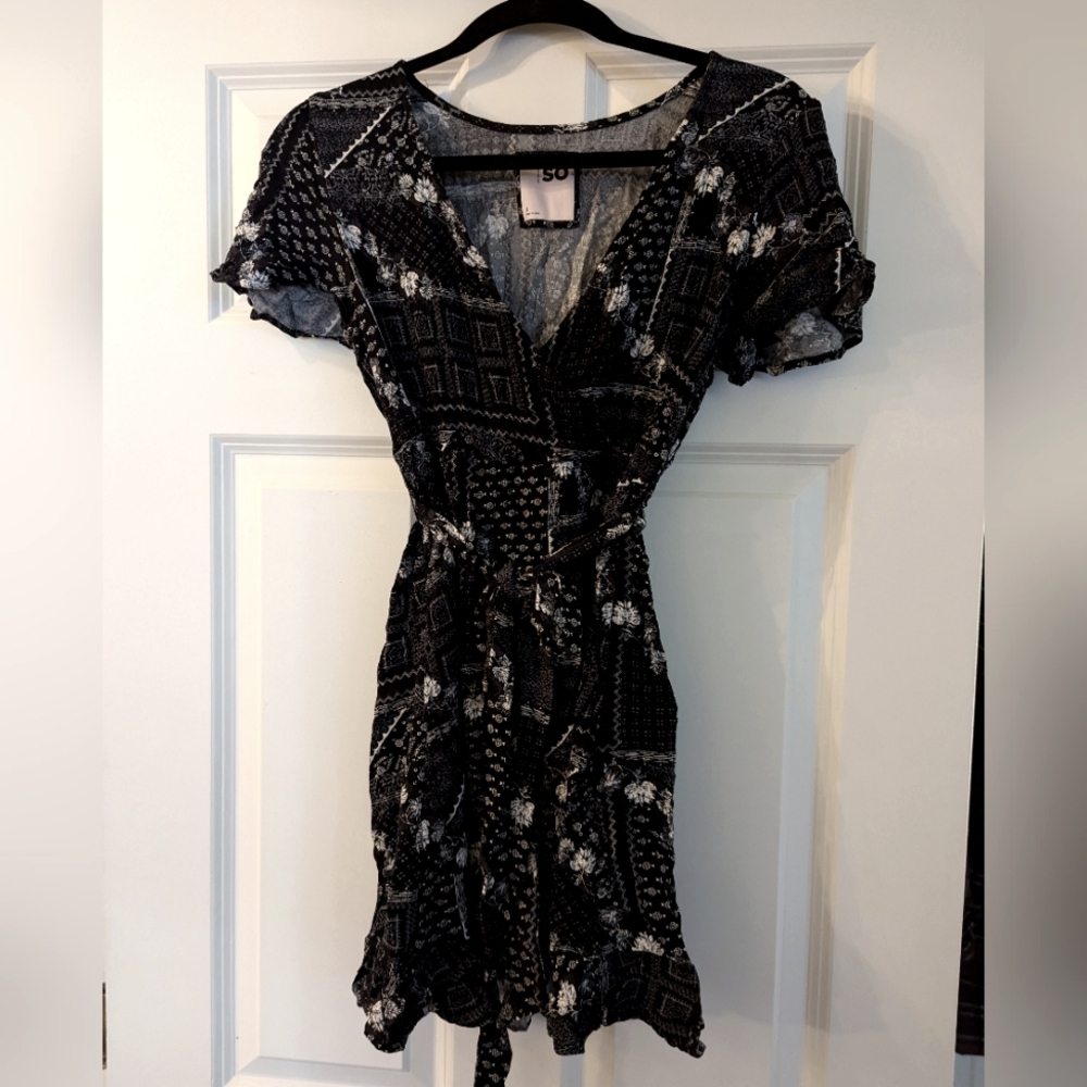 Multi-patterned tie dress